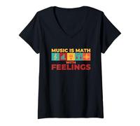 Mujer Música Matemáticas con Sentimientos Banda Maestro Humor Camiseta Cuello V