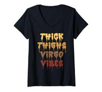 Mujer Muslos gruesos Virgo Vibes Virgo Signo del zodiaco Hombres Mujeres Divertido Camiseta Cuello V