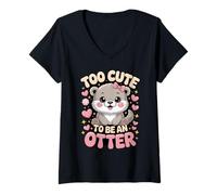 Mujer Muy Linda para ser una Nutria Linda Nutria bebé Kawaii Camiseta Cuello V