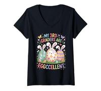 Mujer My 3rd Graders Are Eggccellent - Easter Third Grade Teacher Camiseta Cuello V