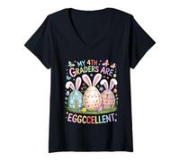 Mujer My 4th Graders Are Eggccellent - Easter Fourth Grade Teacher Camiseta Cuello V