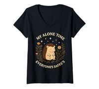 Mujer My Alone Time Everyones Safees Hedgehog Quote Camiseta Cuello V