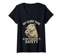 Mujer My Alone Time Is For Everyones Safety Capybara Camiseta Cuello V