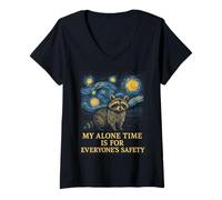 Mujer My Alone Time Is For Everyone's Safety Raccoon Camiseta Cuello V