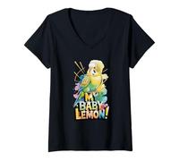 Mujer My Baby Lemon Lindo Periquito Mascota pájaro Camiseta Cuello V