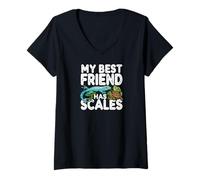 Mujer My Best Friend Has Scales Reptile Pet Lover Gecko Turtle Camiseta Cuello V