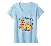 Mujer My Best Friends Are Furry Camiseta Cuello V