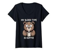 Mujer My Blood Type Is Coffee Camiseta Cuello V