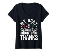 Mujer My Boat Doesn'T Run On Thanks for a Boat Captain Camiseta Cuello V