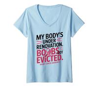 Mujer My Body's Under Renovation Funny Breast Cancer Awareness Camiseta Cuello V
