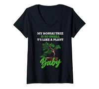 Mujer My Bonsai Tree Is So Small, It's Like a Plant Baby Camiseta Cuello V