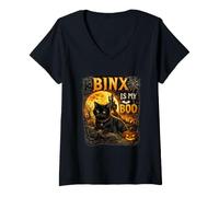 Mujer My Boo - Lindo diseño de Gatos Negros de Halloween Camiseta Cuello V