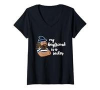 Mujer My Boyfriend Is a Sailor Camiseta Cuello V