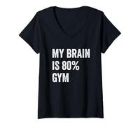 Mujer My Brain is 80% Gym Funny Quotes Cute Camiseta Cuello V