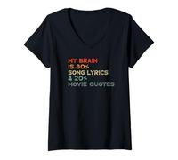 Mujer My Brain Is 80% Letras de canciones & 20% Citas de películas divertidas Camiseta Cuello V
