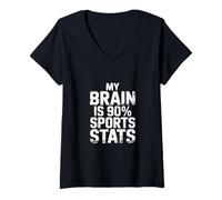 Mujer My Brain Is 90% Sports Stats Conocimiento atlético - Camiseta Cuello V