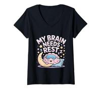 Mujer My Brain Needs Rest Burnout Tired Mood Exhausted - Camiseta Cuello V
