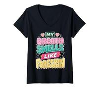 Mujer My Breath Smells Like Foreskin Funny Dirty Adult Humor Camiseta Cuello V