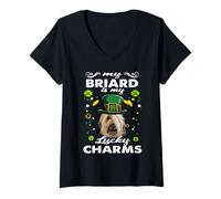 Mujer My Briard Is My Lucky Charm Dog St Patricks Day Dogs Lovers Camiseta Cuello V