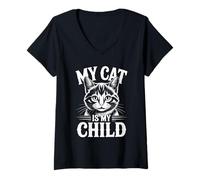 Mujer My Cat Is My Child Camiseta Cuello V