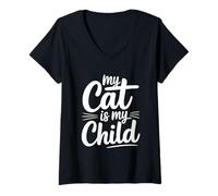 Mujer My Cat Is My Child Camiseta Cuello V