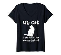 Mujer My Cat Is The Alarm Clock Nadie Ordered Humor Cats Camiseta Cuello V