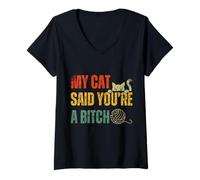 Mujer My Cat Said You're Bitch Vintage Funny Cat Dueños Camiseta Cuello V