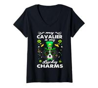 Mujer My Cavalier Is My Lucky Charm Dog St Patricks Day Dogs Camiseta Cuello V