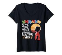 Mujer My child See Differently Autistic Autism Awareness Mom life Camiseta Cuello V