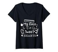 Mujer My Class Is Full of Sweet Hearts - Cita de Agradecimiento al Profesor Camiseta Cuello V