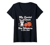 Mujer MY Crochet Coach HAS Whiskers and Zero Chill Camiseta Cuello V