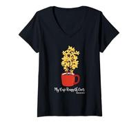 Mujer My Cup Runneth Over Salmo 23:5 Cita inspiradora Camiseta Cuello V