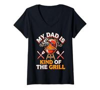 Mujer My Dad Is Kind of The Grill Backyard Picnic BBQ Camiseta Cuello V