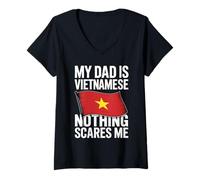Mujer My Dad Is Vietnamese Nothing Scares Me Camiseta Cuello V