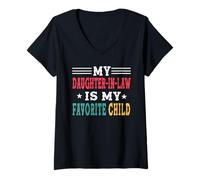Mujer My Daughter In Law Is My Favorite Child Family Matching Camiseta Cuello V