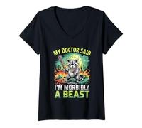 Mujer My Doctor Said I'm Morbidly A Beast Armed Raccoon Camiseta Cuello V