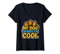 Mujer My Dog Thinks In Cool Dog Pata Graffiti Street Art Camiseta Cuello V