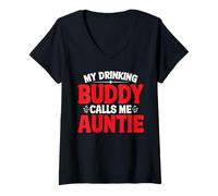 Mujer My Drinking Buddy Calls Me Auntie Tía Toddler - Camiseta Cuello V