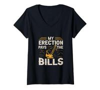 Mujer My Erection Pays The Bills for a Construction Truck Driver Camiseta Cuello V