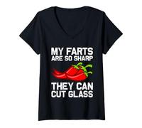 Mujer My farts are so sharp they can cut glass pups pedos Camiseta Cuello V