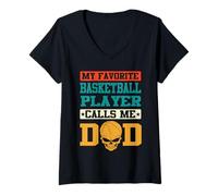Mujer My Favorite Basketball Player Calls Me Dad Funny Fathers Day Camiseta Cuello V