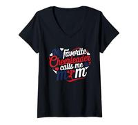 Mujer My Favorite Cheerleader Call Me Mom Cheerleading Día de la Madre Camiseta Cuello V