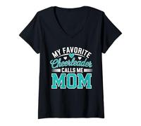 Mujer My Favorite Cheerleader Call Me Mom Cheerleading Día de la Madre Camiseta Cuello V
