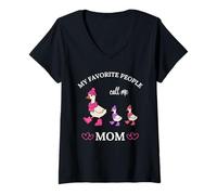 Mujer My Favorite People Call Me Mom Cute Duck Family Día de la Madre Camiseta Cuello V