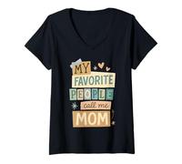 Mujer My Favorite People Call Me Mom Orgullosas Mamás Día de la Madre Camiseta Cuello V