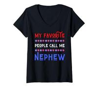 Mujer My Favorite People Call Me Nephew USA Patriotic 4 de Julio Camiseta Cuello V