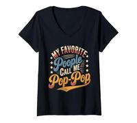 Mujer My Favorite People Call Me Pop-Pop Vintage Día del Padre Camiseta Cuello V