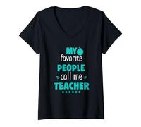 Mujer My Favorite People Call Me Profesor Estudiantes Regalo Educador Camiseta Cuello V