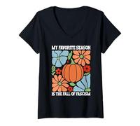 Mujer My Favorite Season is Fall of Fascism No Kings Anti Fascism Camiseta Cuello V