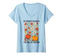 Mujer My Favorite Season is The Fall Fascism No Kings in America Camiseta Cuello V